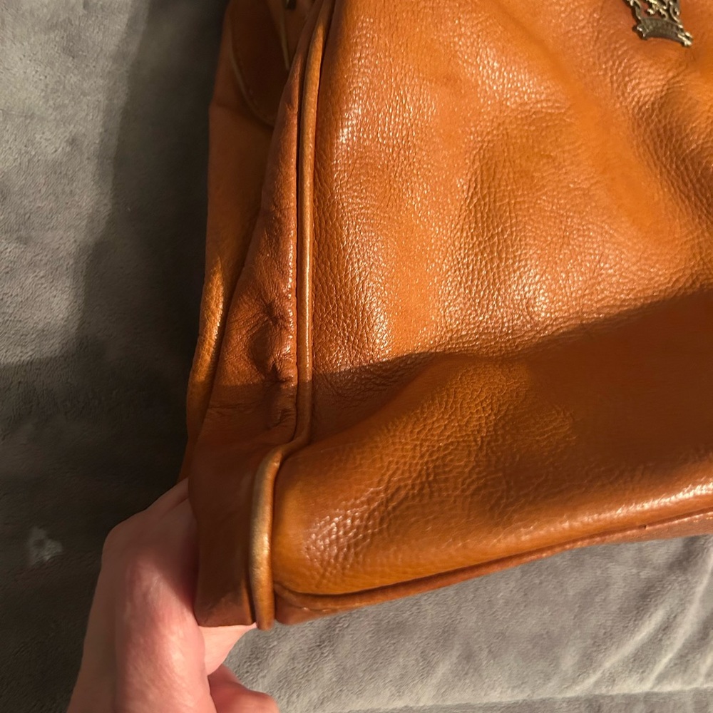 Pratesi Leather Top-Handle Satchel in Cognac Brown - Picture 9 of 9